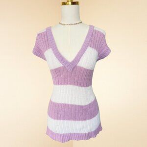 Vintage Purple & White Knit Sweater Dress